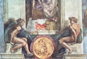 Techo de la Capilla Sixtina: ignudi (antes de la restauración)